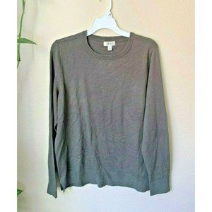 Style&Co. Womens L Sweatshirt Olive Green Pullover Crew Neck